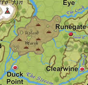 Map of western Sartar, with Runegate visible east of the northern Upland Marsh