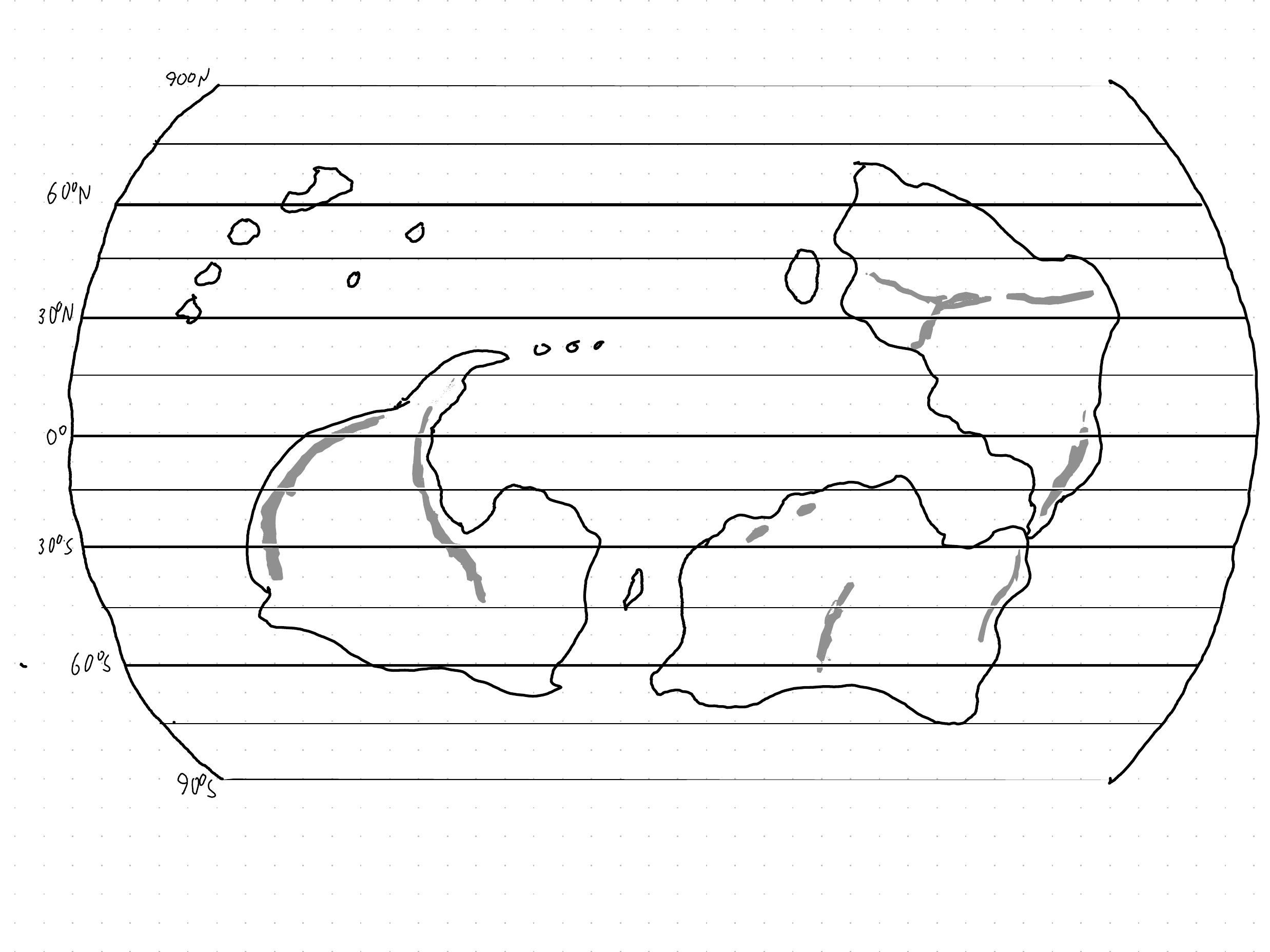 map of an as-yet unnamed world, with three contents and a few
islands